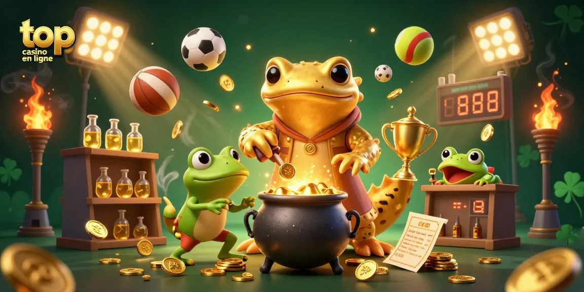 Découvrez les jeux au top casino en ligne, illustrés par une salamandre dorée et des éléments en or.