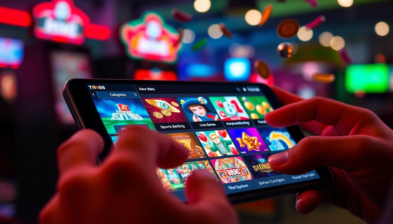 Engaging online gaming experience at TR88 showcasing diverse game categories and user interaction.