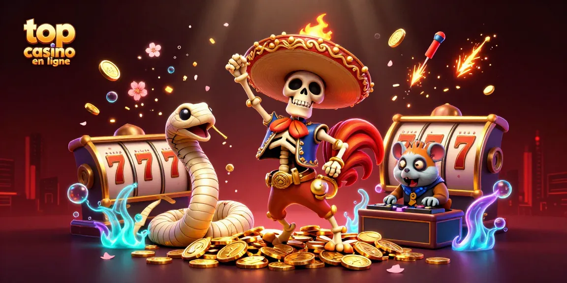 Jouez dans le meilleur casino en ligne avec un perroquet mariachi dans une scène animée dorée.