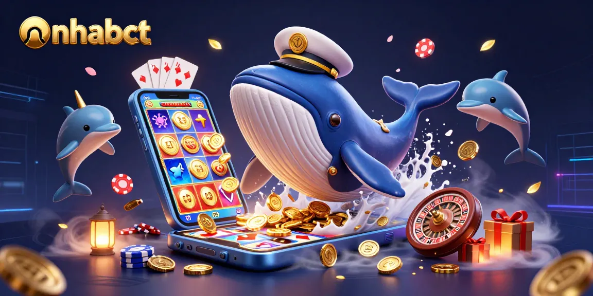 Experience thrilling gaming action with the nehabct whale navigating treasures in this vibrant casino scene.
