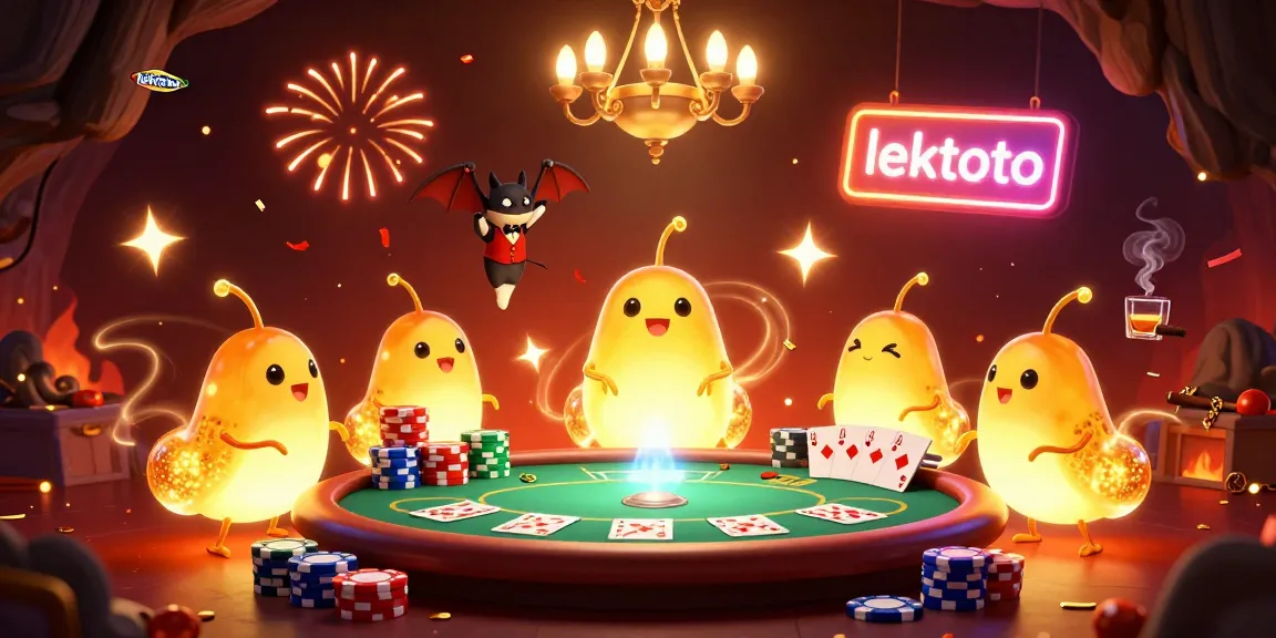 Play poker and win with lektoto's vibrant glowworm-themed casino illustration featuring dynamic elements.