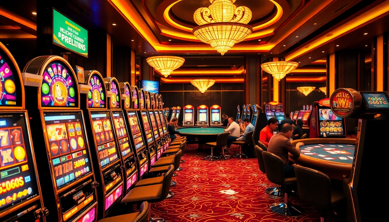 Experience the thrill at slot online terpercaya with players enjoying exciting casino games and vibrant slot machines.
