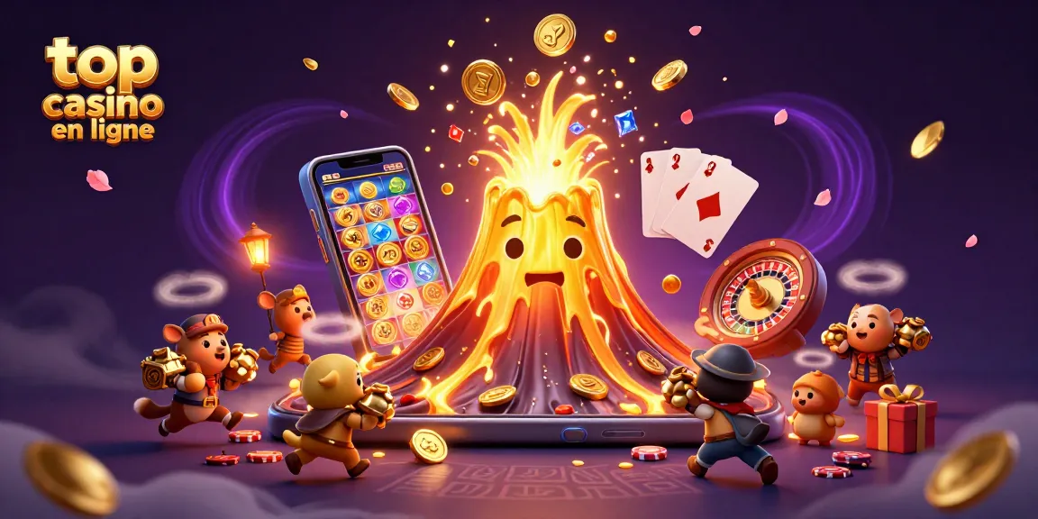 Découvrez les meilleurs casinos en ligne avec une scène vibrante de machines à sous et trésors.