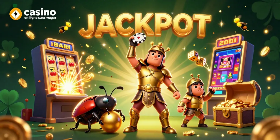 Découvrez un superbe visuel vibrant de casino en ligne sans wager avec un scarabée hercule en armure.