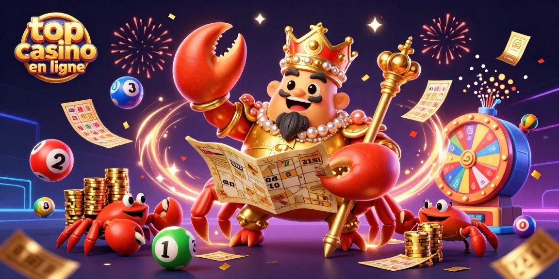 Profitez des gagnants au top casino en ligne avec un crabe doré royal et des jetons en or.