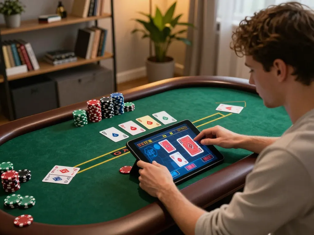 uu88 players enjoying online poker action in a cozy home setup with vibrant graphics