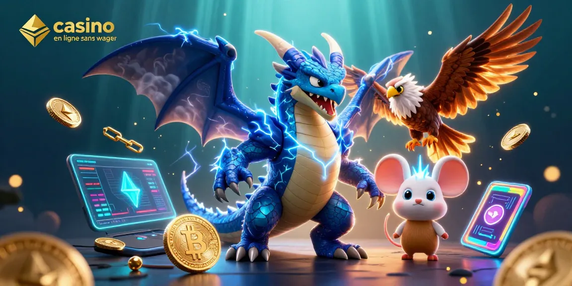 Gagnez avec casino en ligne sans wager grâce à un dragon 3D et des cryptomonnaies.