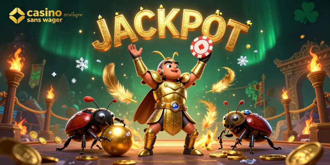 Découvrez une illustration de casino en ligne sans wager avec des personnages animés et des éléments de jeu captivants.