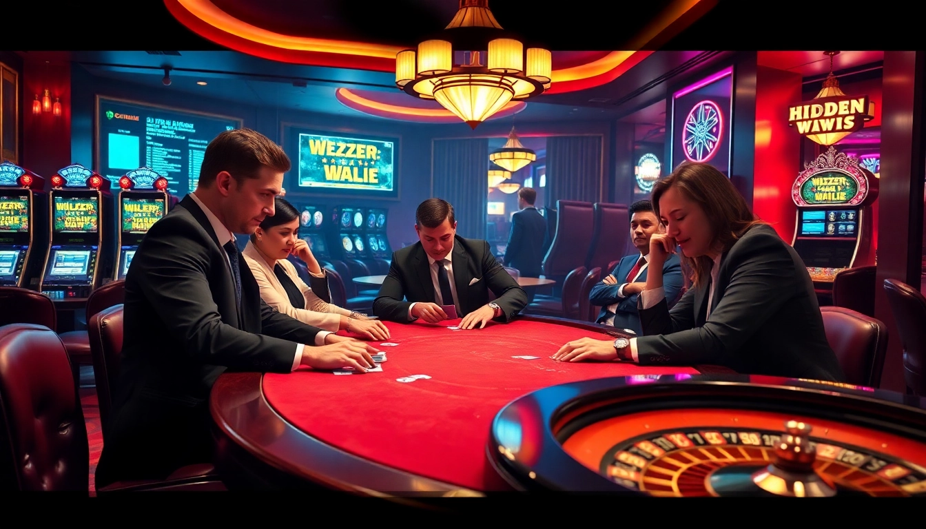 Experience the hidden wiki dark web at a high-stakes casino tournament with players and vibrant slot machines.