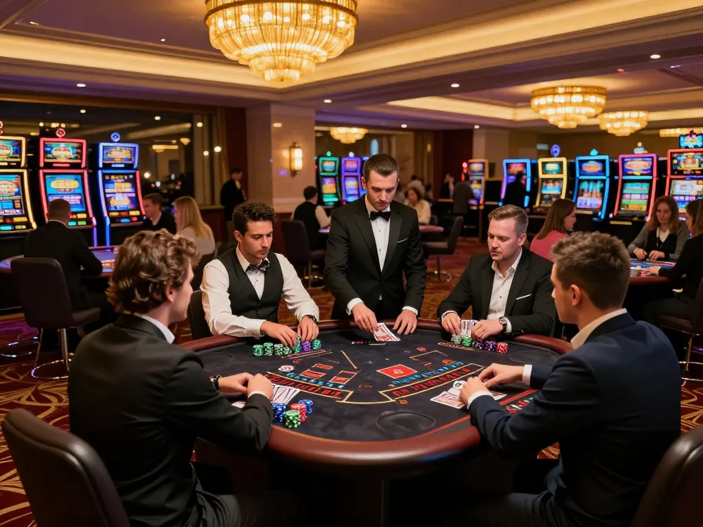 Players engaged at a blackjack table at 28bet, showcasing dynamic casino action.