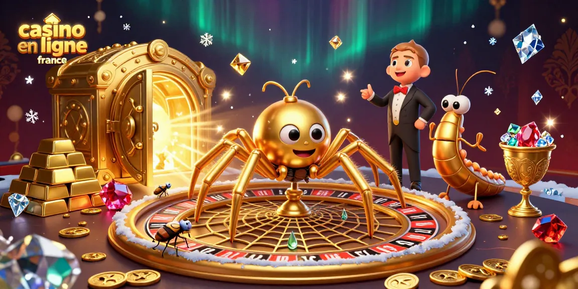 Jouez au casino en ligne France avec des personnages de jeu et des trésors scintillants.