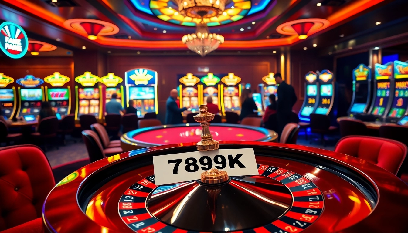 Exciting casino scene with players at a poker table and '789K' betting slip highlighted.