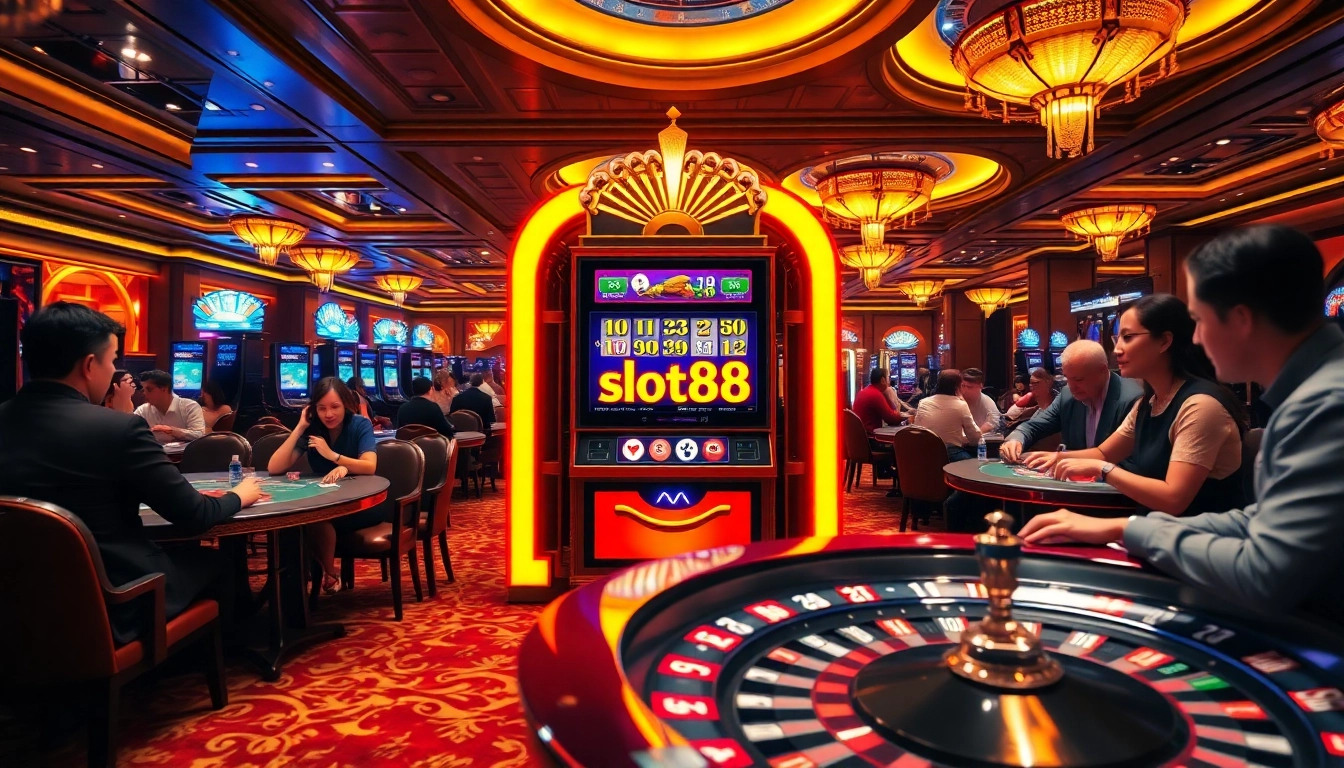 Experience thrilling gameplay on the vibrant slot88 machine with players enjoying their wins.