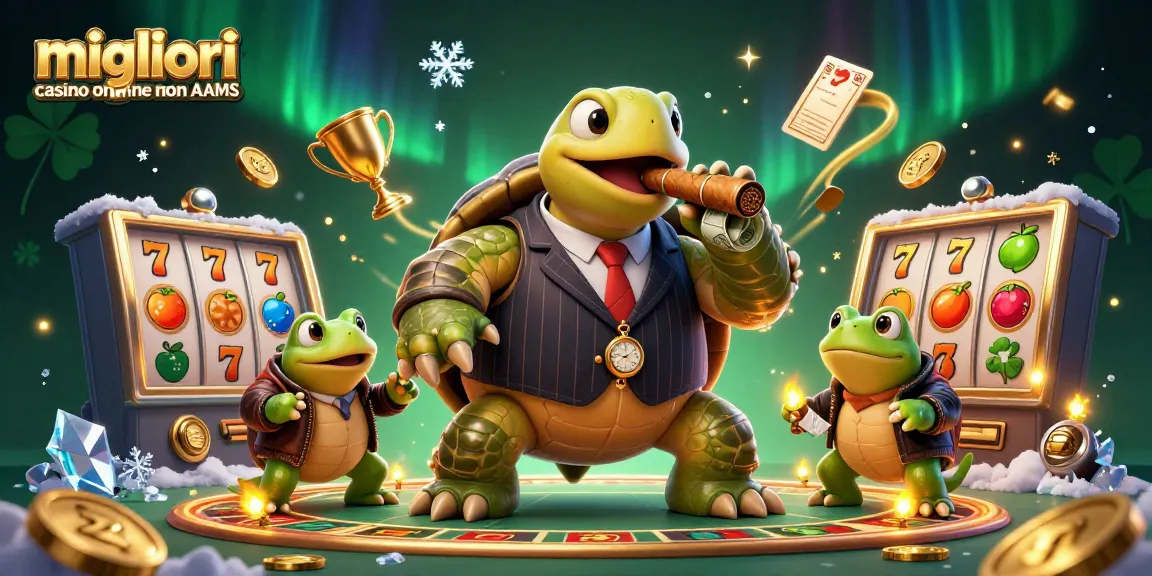 Immagine rappresentativa dei migliori casino online non AAMS con tartaruga e ranocchi in un'illustrazione vivace.