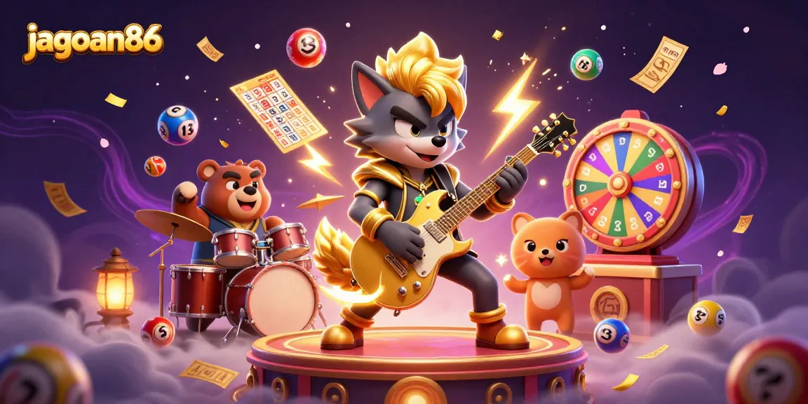 Engage with jagoan86's exciting casino scene featuring dynamic lottery elements and vibrant characters.