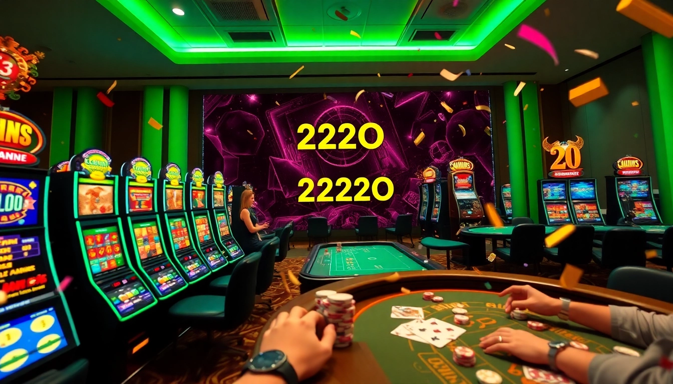 Exciting online casino scene featuring 222O platform with vibrant games and live dealers.
