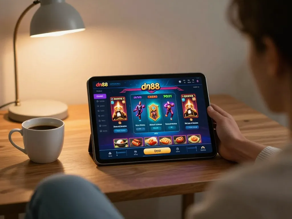 Play games on dn88 app, engaging in online gambling from a cozy home setting