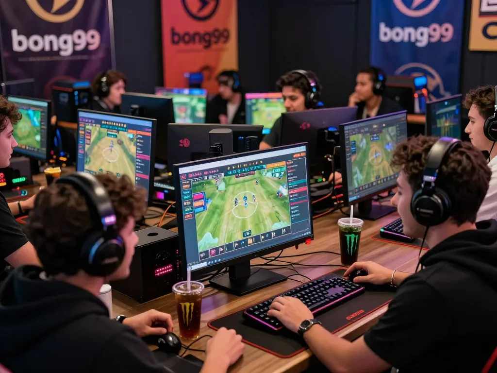 Exciting online gambling experience with players engaging on bong99 platform alongside vibrant betting screens.