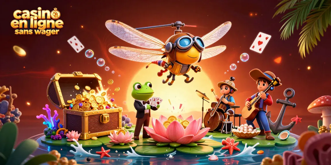 Jouer dans un casino en ligne sans wager avec des personnages animés au milieu d'un environnement riche et coloré.