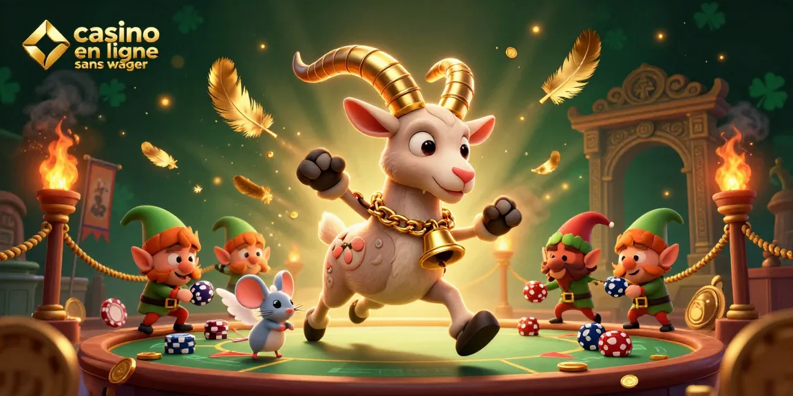 Visitez un casino en ligne sans wager avec une illustration festive de Krampus et des elfes jouant aux cartes.
