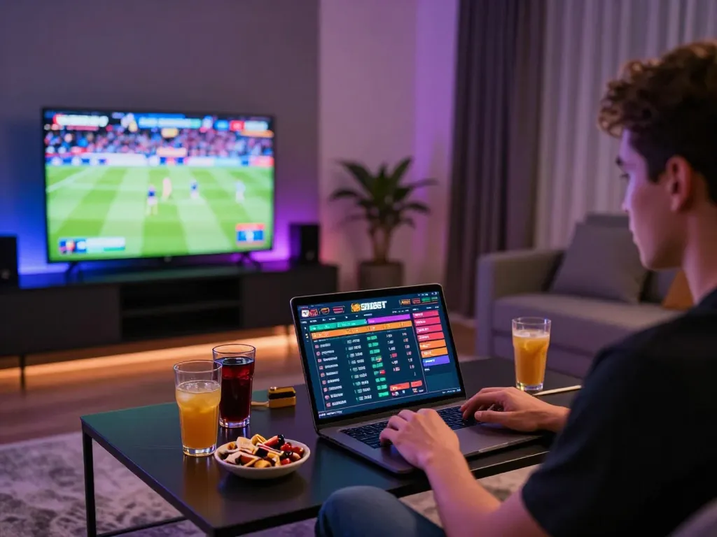 SBOBET online gaming excitement with user actively engaging in live sports betting setup during a game