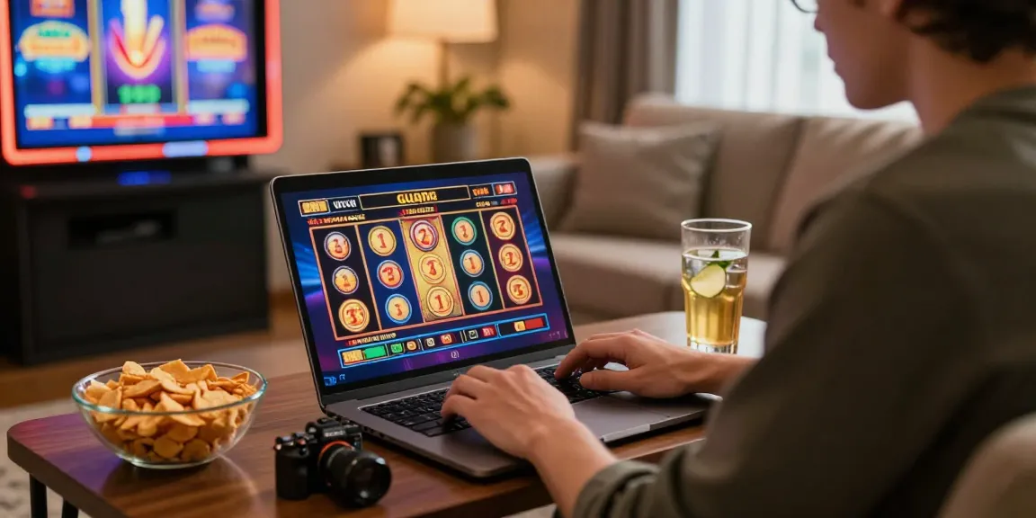 Exciting online casino experience with slot deposit 1000 gameplay set in a cozy living room.