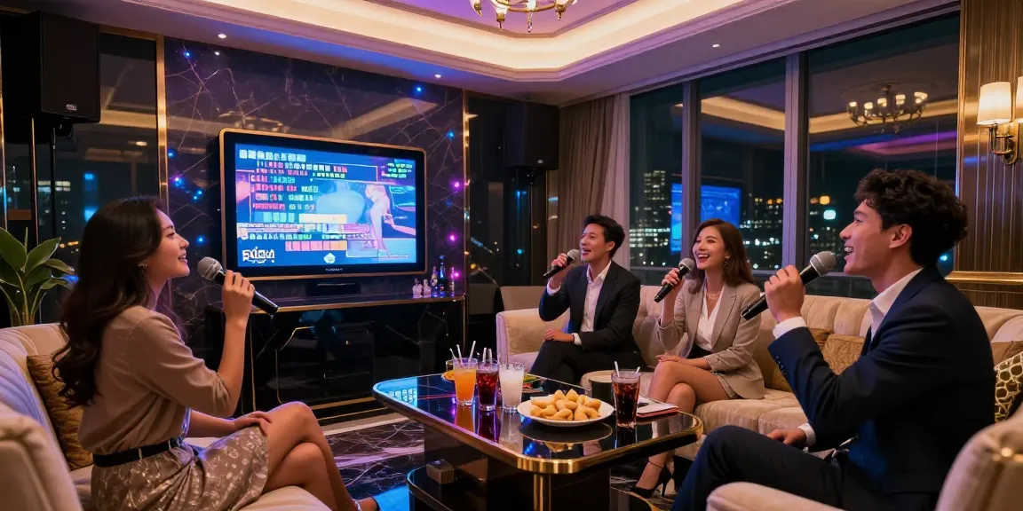 강남쩜오에서 즐거운 시간을 보내는 다채로운 인물들의 프리미엄 노래방 풍경