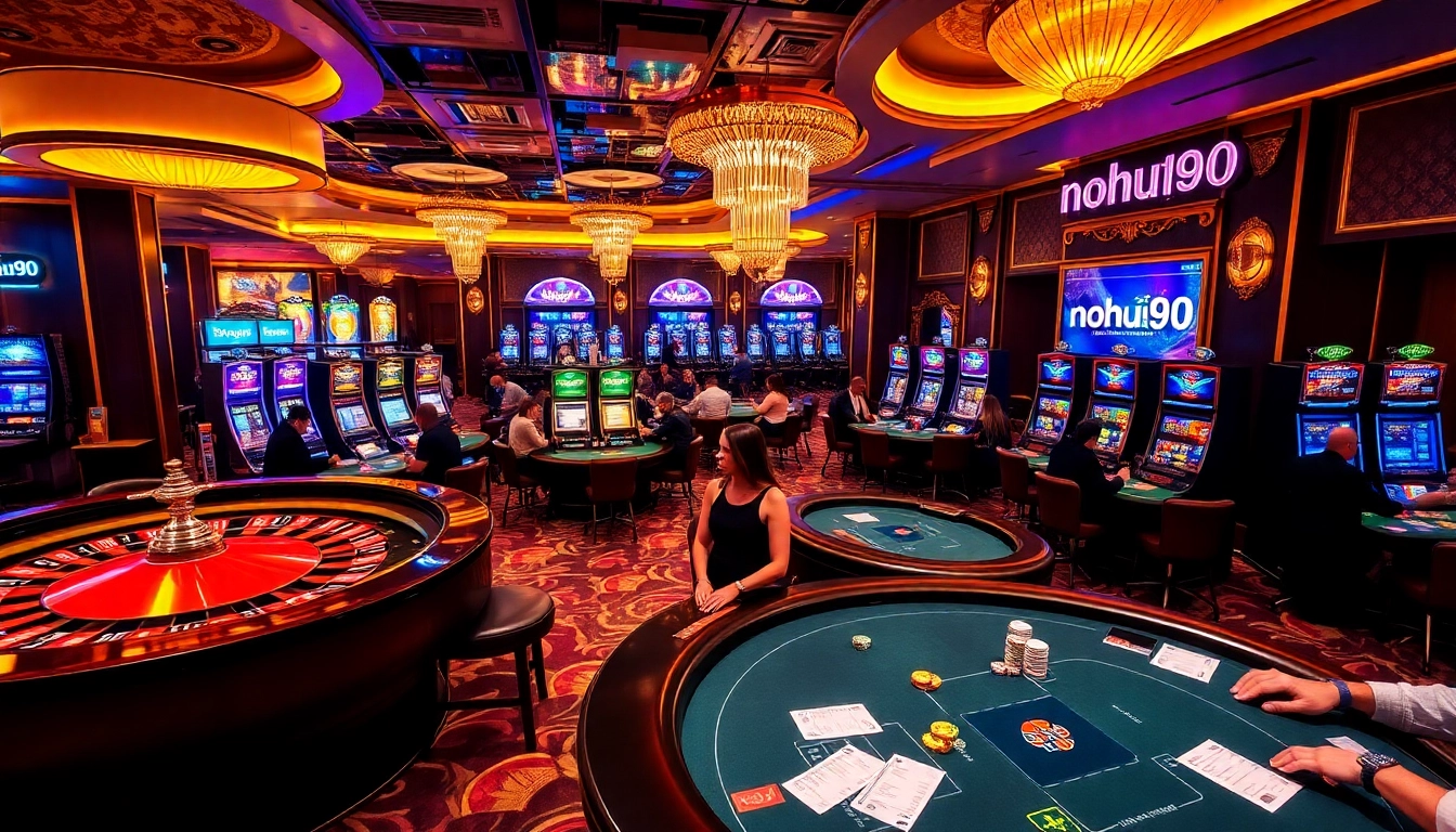 Engaging gamblers enjoying diverse games at nohu90's exciting casino environment.