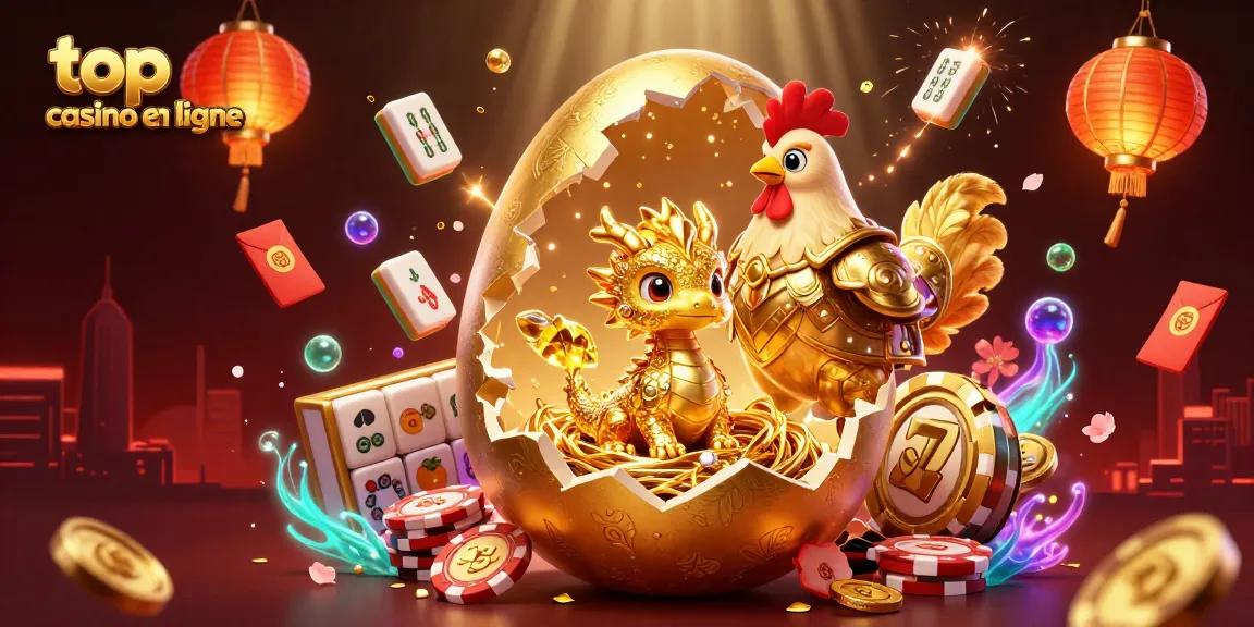 Découvrez le dragon d'or et les jetons de poker du meilleur casino en ligne.