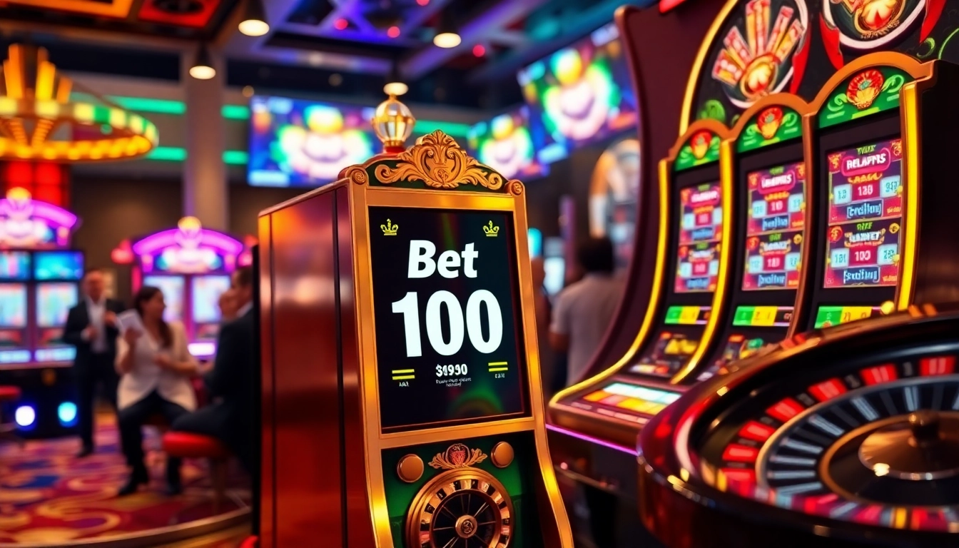 Engage with high-energy slot machines while enjoying a slot bet 100 experience in a vibrant casino.