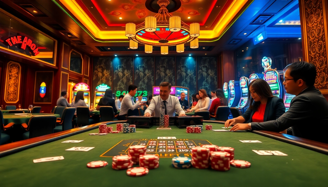Experience thrilling gambling at MM88.today with a luxurious poker table and vibrant casino ambiance.