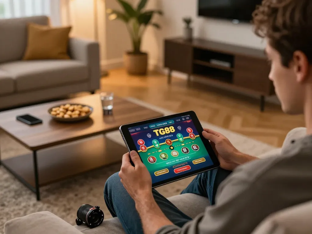 Experience online gaming strategies at https://tg88.golf/ with a cozy player engaging in live dealer games.