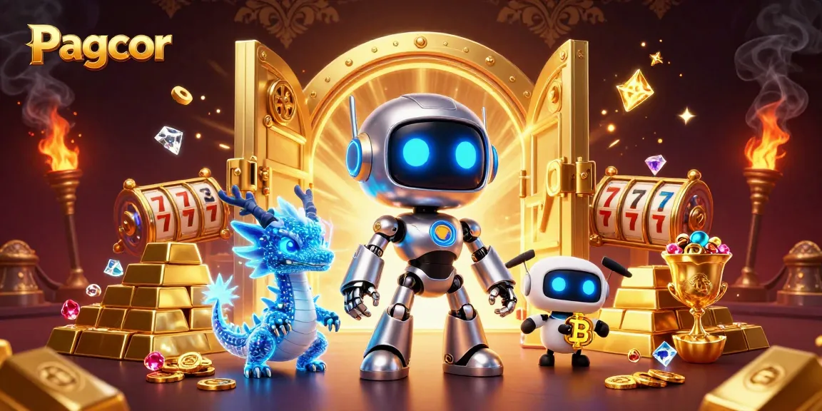Spin at Pagcor’s vibrant casino scene with dynamic gaming elements and futuristic characters.