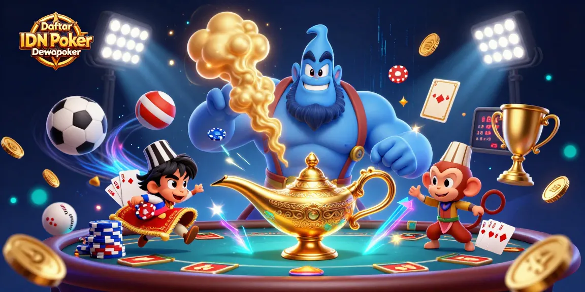 Engage with Daftar IDN Poker Dewapoker in an immersive casino scene with vibrant poker action.