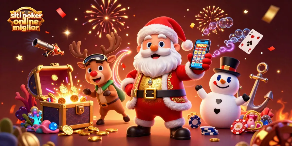 siti poker online migliori: esplora la scena vivace con Santa e amici a un tavolo da poker