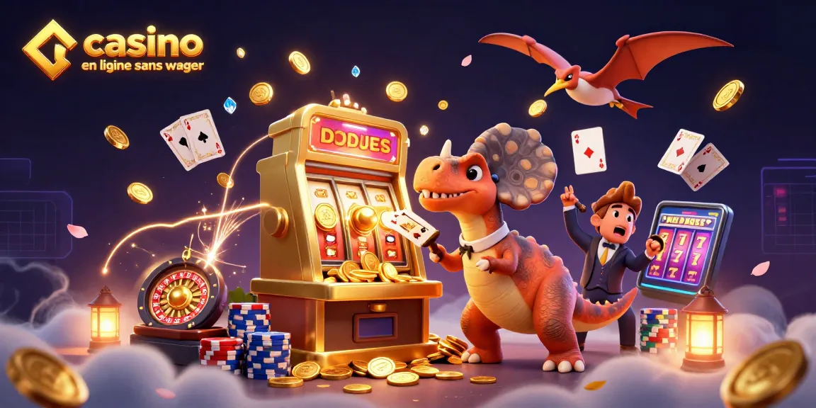 Jackpot sur une machine à sous avec casino en ligne sans wager, jeu animé et pièces dorées volantes.