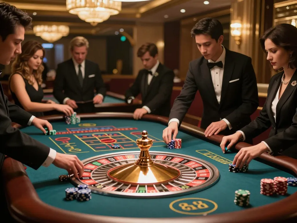 Experience thrilling roulette gameplay at BL555 with elegant table setups and excited players.