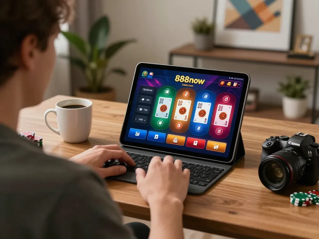 Engaging online betting action on tablet while exploring 888now com's vibrant interface.