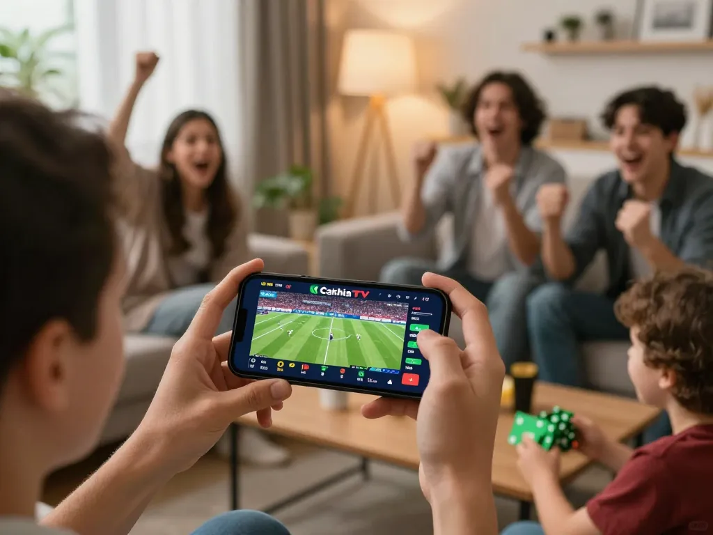 Cakhiatv enhancing excitement of online football betting experience in a vibrant living room setting