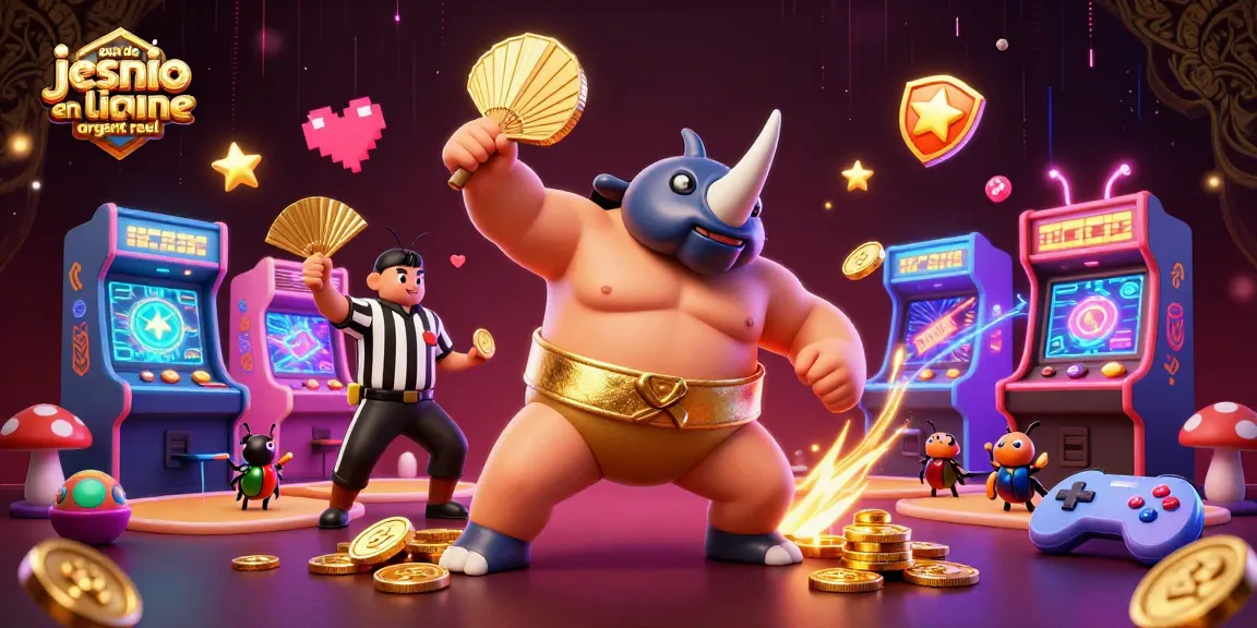 Visualisation d'une scène dynamique des jeux de casino en ligne argent réel avec un scarabée rhinocéros et des machines à sous.