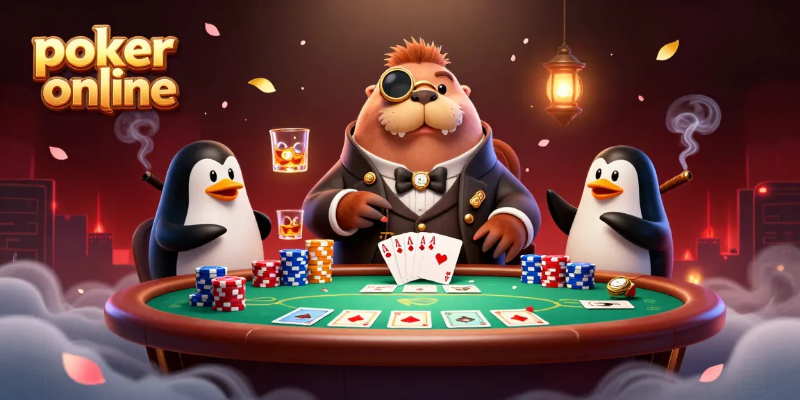 Jouez au poker en ligne avec des personnages animés amusants dans une scène sous-marine captivante.