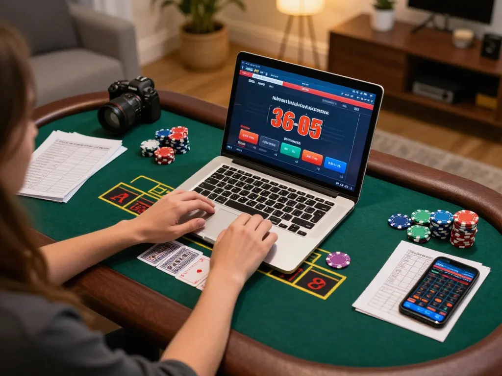 An active user at https://www.mnm88.com/ placing bets in live dealer blackjack on laptop highlighting strategic gaming atmosphere.
