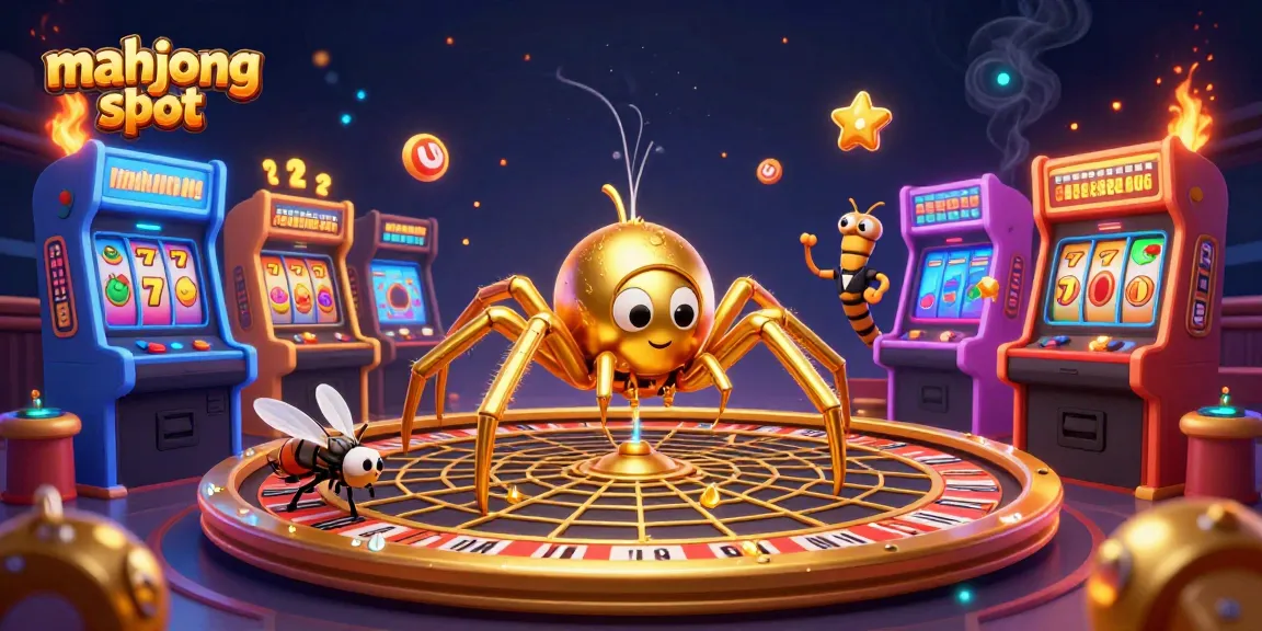 Engage in a thrilling gaming experience with the mahjong slot showcasing a golden spider and interactive elements.