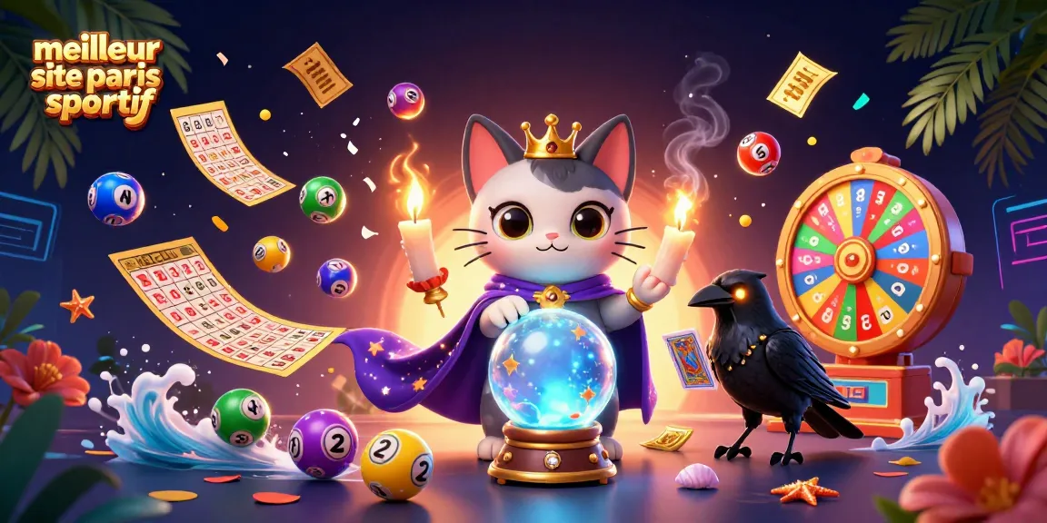 Illustration captivante du meilleur site de paris sportif avec un chat ésotérique et des éléments de loterie.