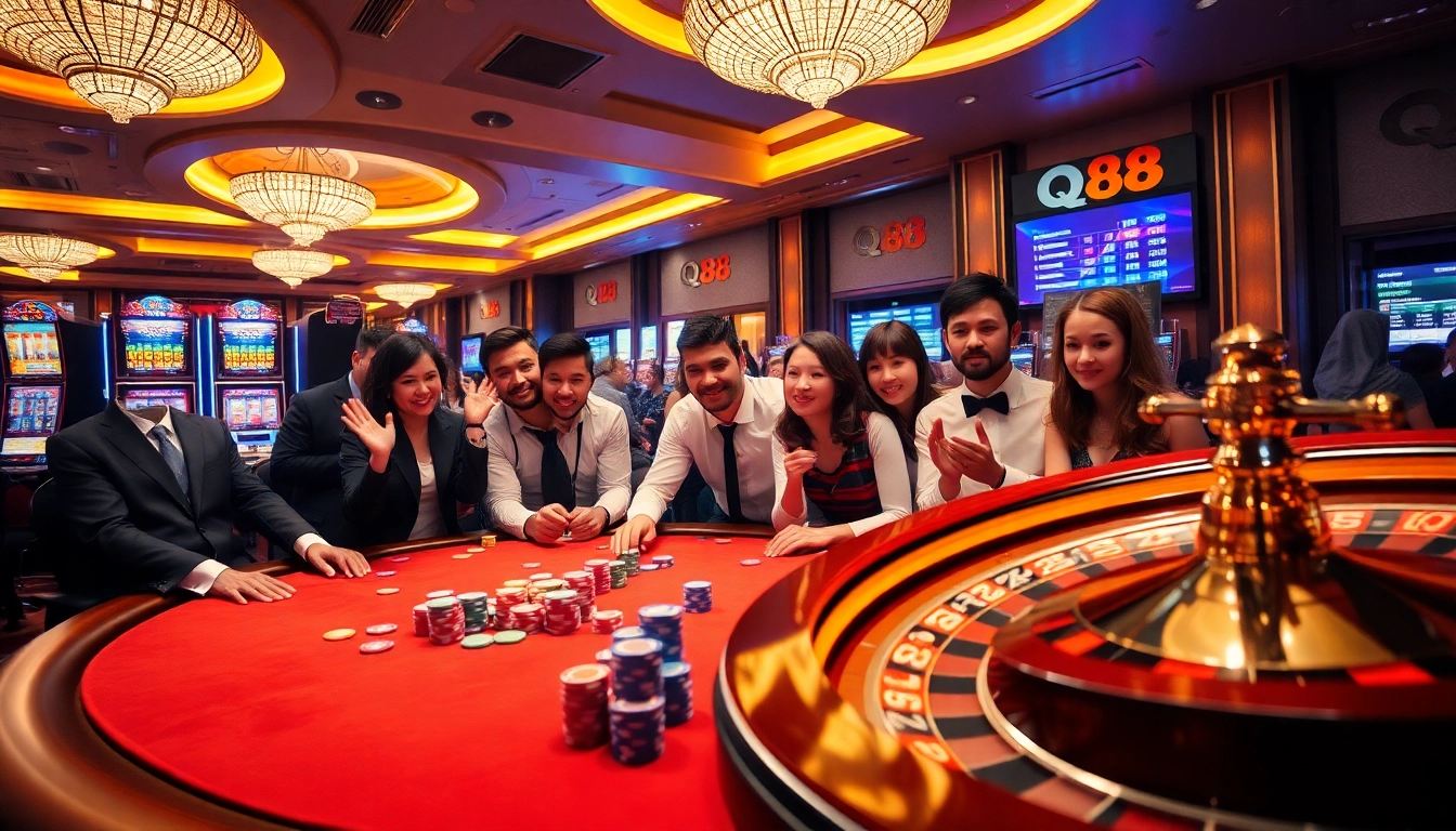 Experience the excitement of QH88 with vibrant casino tables and thrilling players.