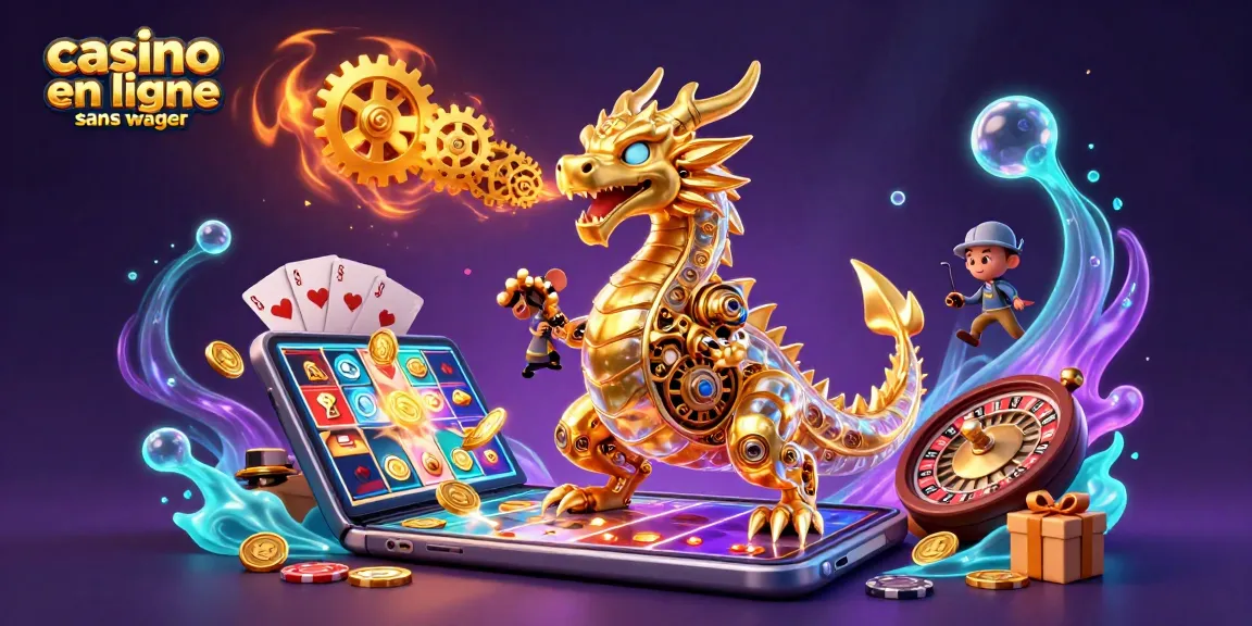 Jouer à des jeux de casino en ligne sans wager avec une illustration captivante d'un dragon d'or.