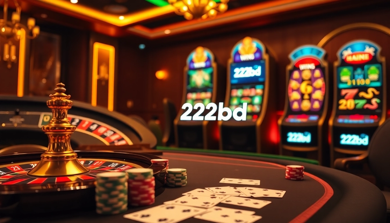 Experience high-stakes excitement with the 222bd app, showcasing vibrant casino elements.