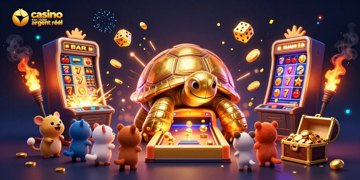 Profitez du casino en ligne argent réel dans une ambiance animée avec des machines à sous et des personnages amusants.