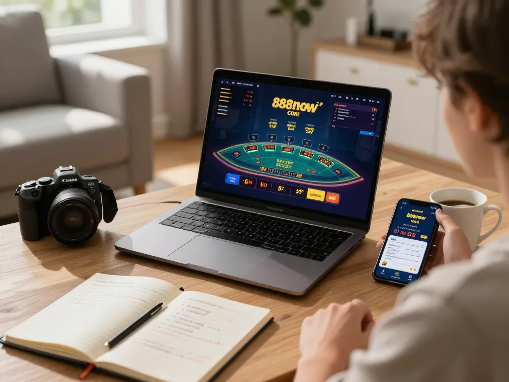 Engaged player strategizing with 888now com app on smartphone during an exciting online gaming session.