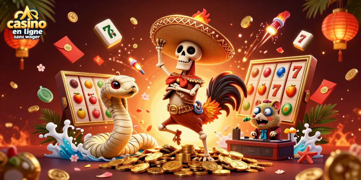 Jouer dans un casino en ligne sans wager avec un rooster mariachi dans un décor animé rempli de pièces d'or.